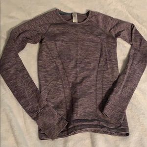Heathered purple long sleeve athletic shirt